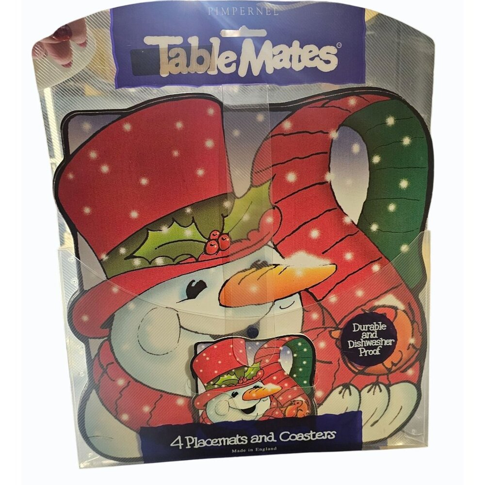 Pimpernel Table Mates Vinyl Santa 4 Placemats & 4 Coasters ~ Made In England